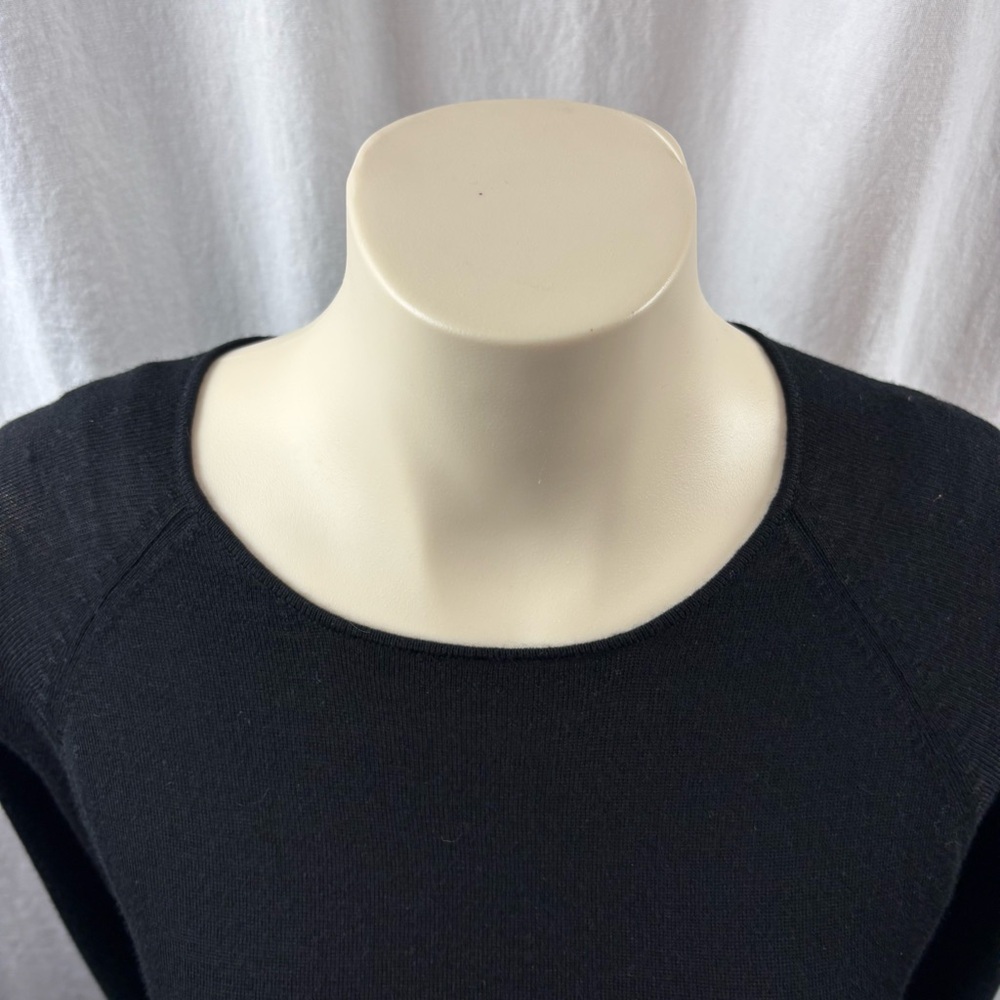 Sandra Angelozzi Black Crew Neck Sweater with Attached Wide Sash M - Picture 6 of 11